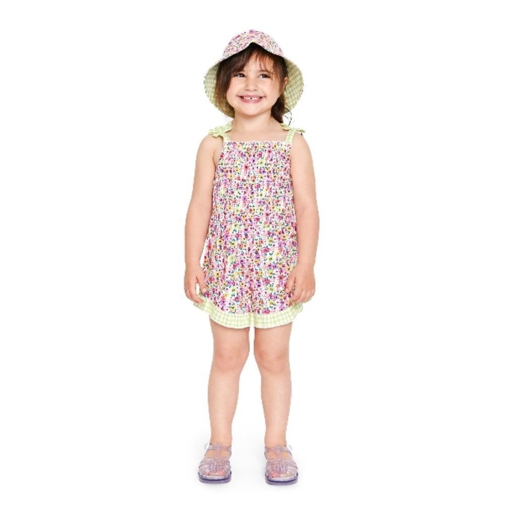 Baby Girls’ Romper with Bucket Hat, 2-Piece Set Size 12mo